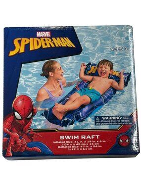 Marvel Spider-Man Swim Raft Inflatable Pool Float for Kids 41"x19" – New